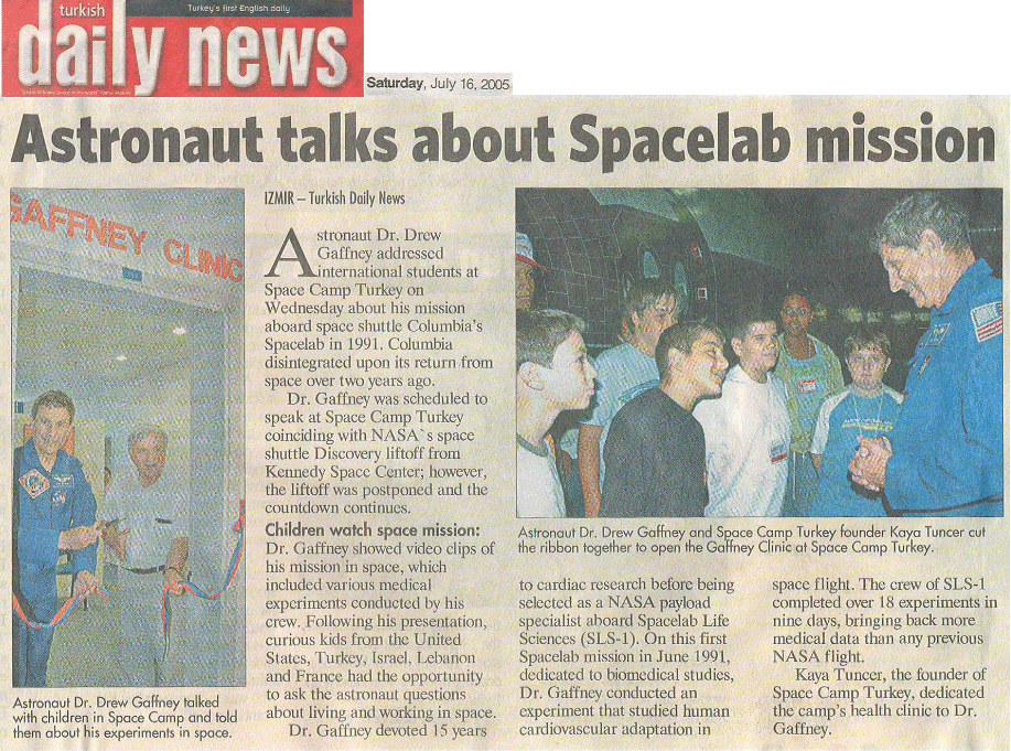 Turkish Daily News && Astronaut talks about Spacelab mission