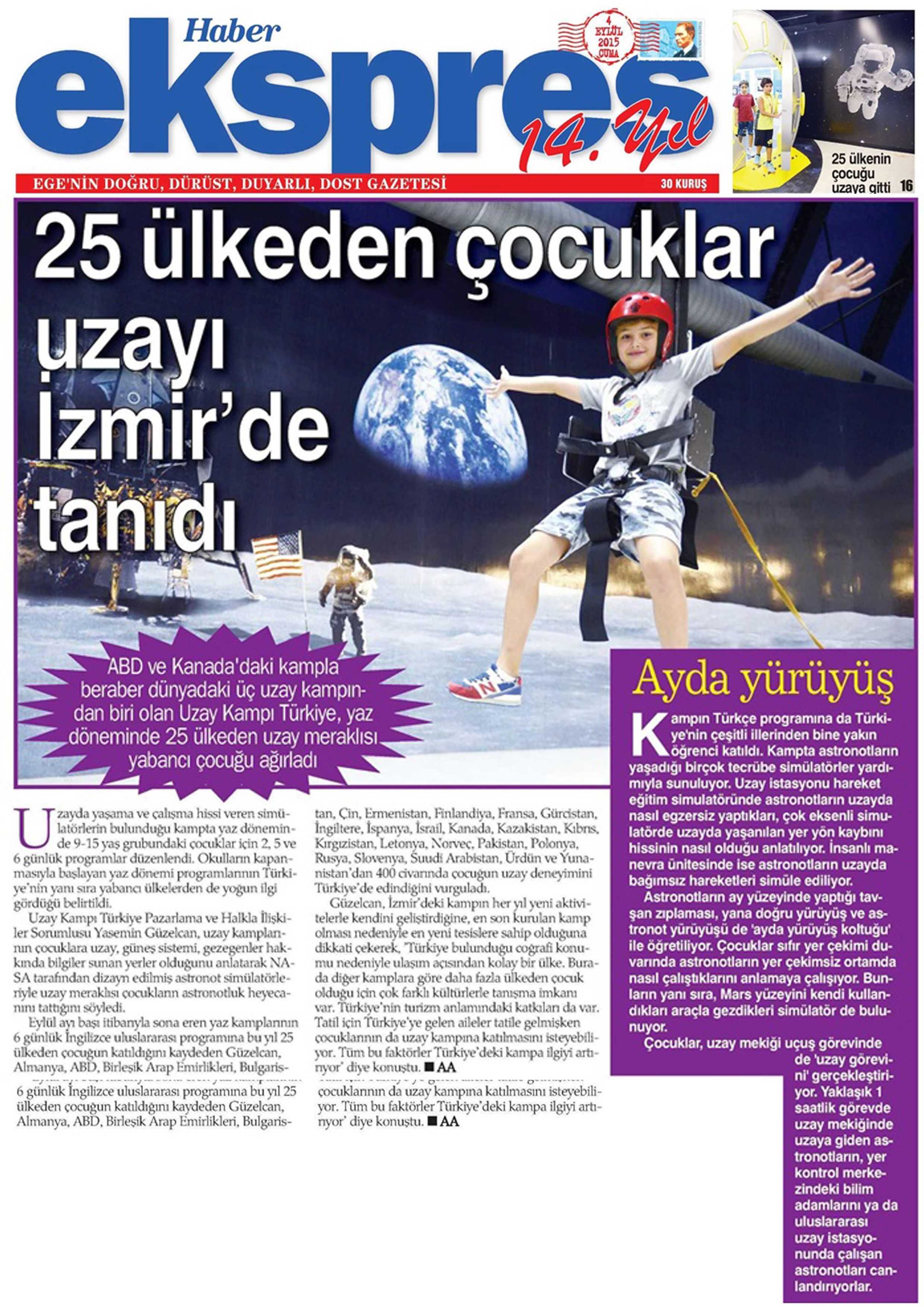 HABER EKSPRES && 25 Ülkeden Çocuklar Uzayı İzmir'de Tanıdı